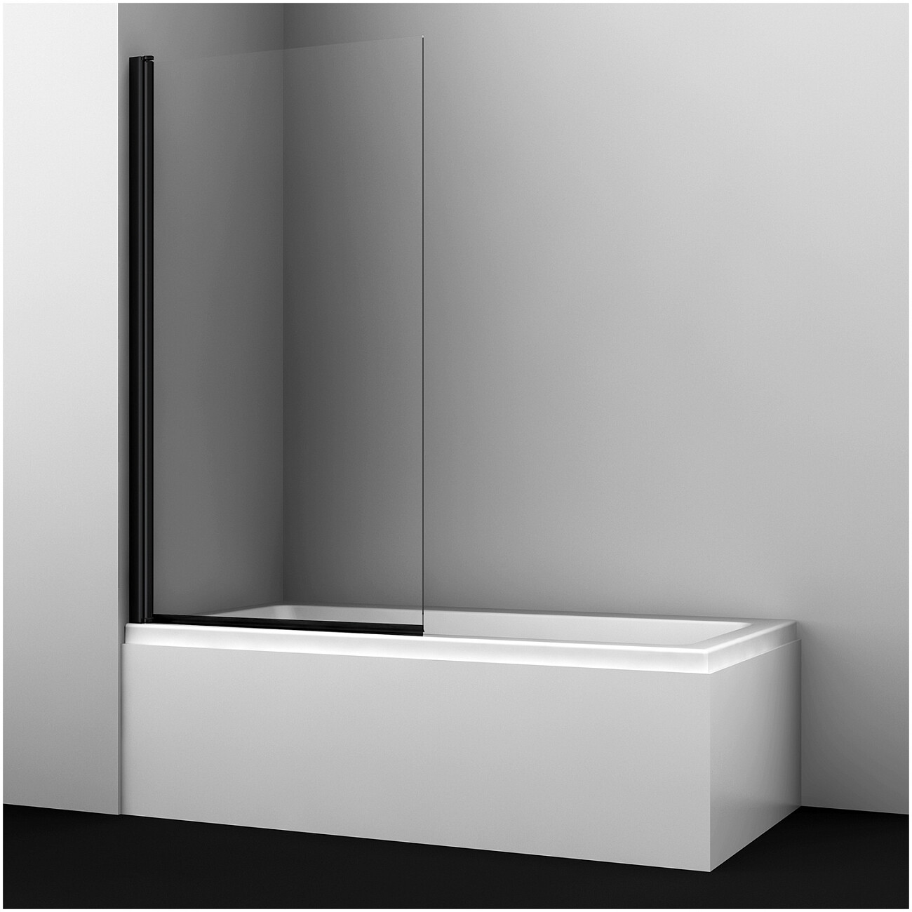 Штора на ванну стеклянная 140х90 см прозрачная, черная Wasserkraft Berkel 48P01-80BLACK - изображение 3