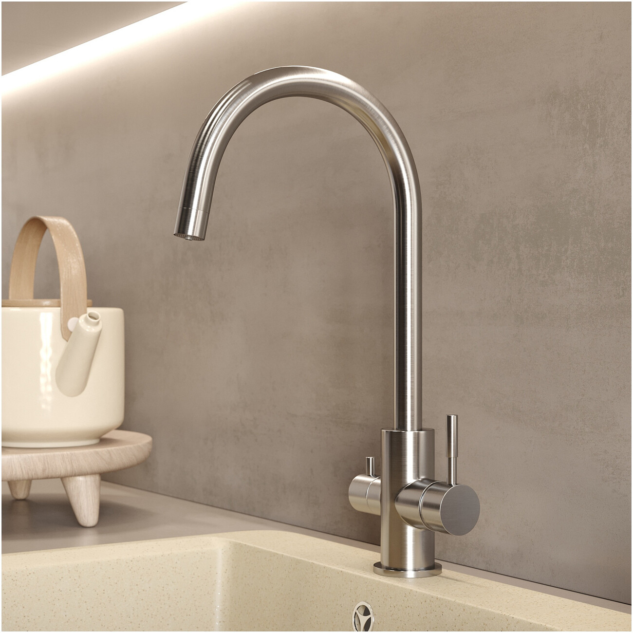 Смеситель для кухни сталь Domaci "Равенна" OL-03Ss - изображение 6