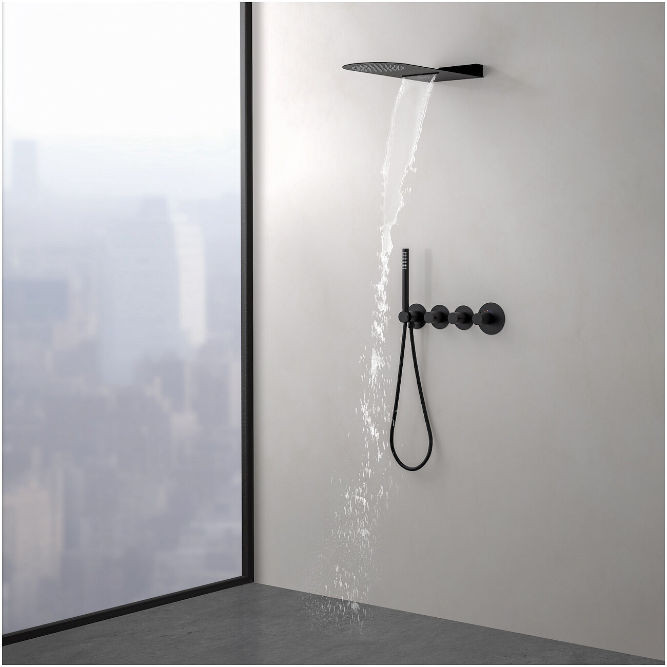 Душевой комплект встраиваемый с верхним душем и термостатом черный Timo Saona SX-2350-03SM - изображение 4