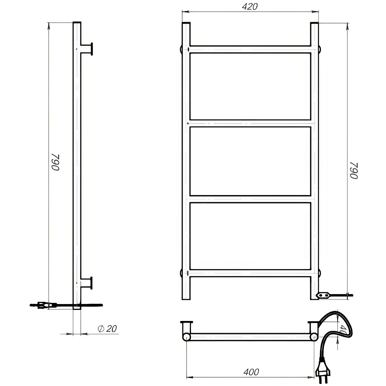 Полотенцесушитель электрический 40х80 см белый Ewrika "Гера" - изображение 9