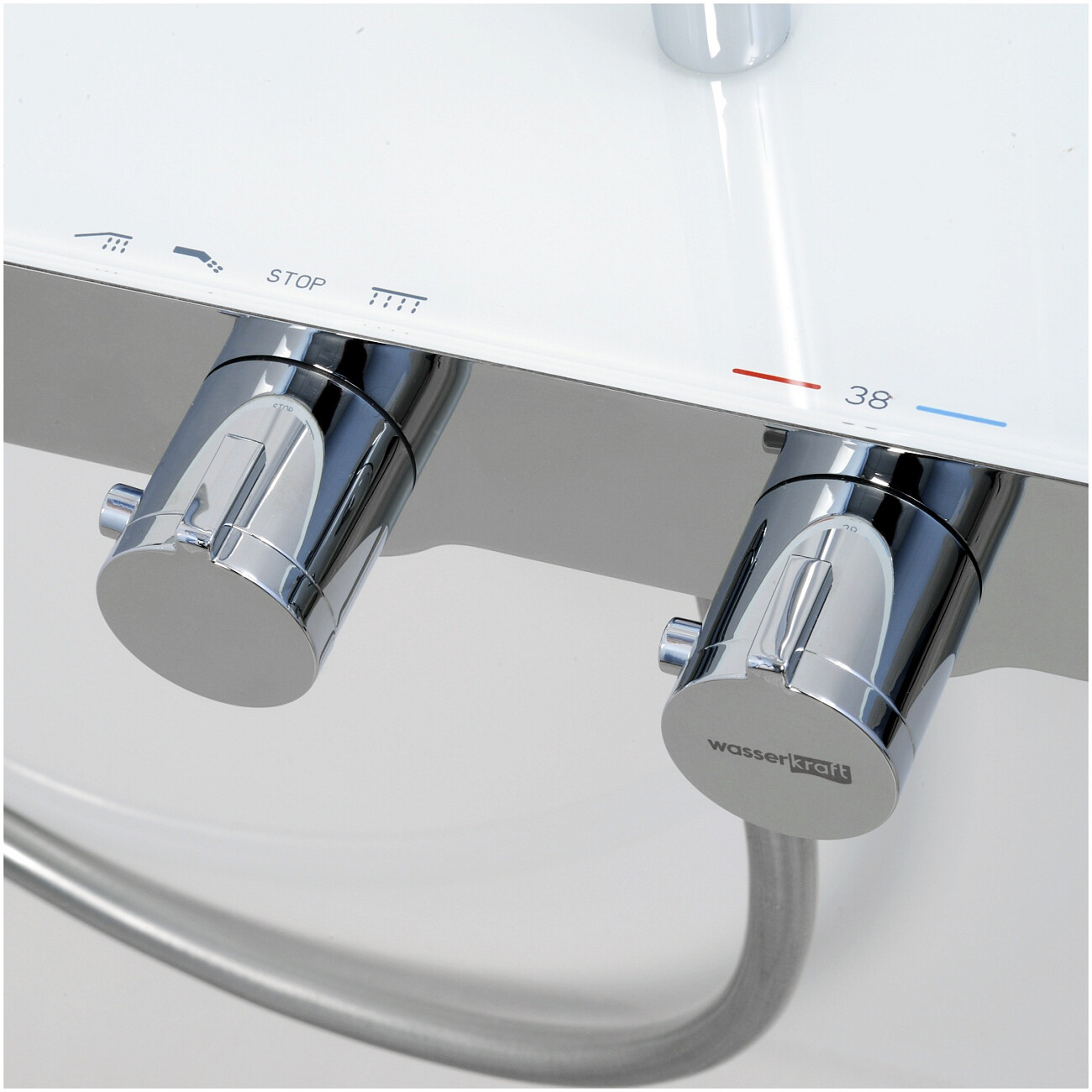 Душевой комплект с верхним душем и лейкой хром, белый Wasserkraft A113.067.155.CH Thermo - изображение 4