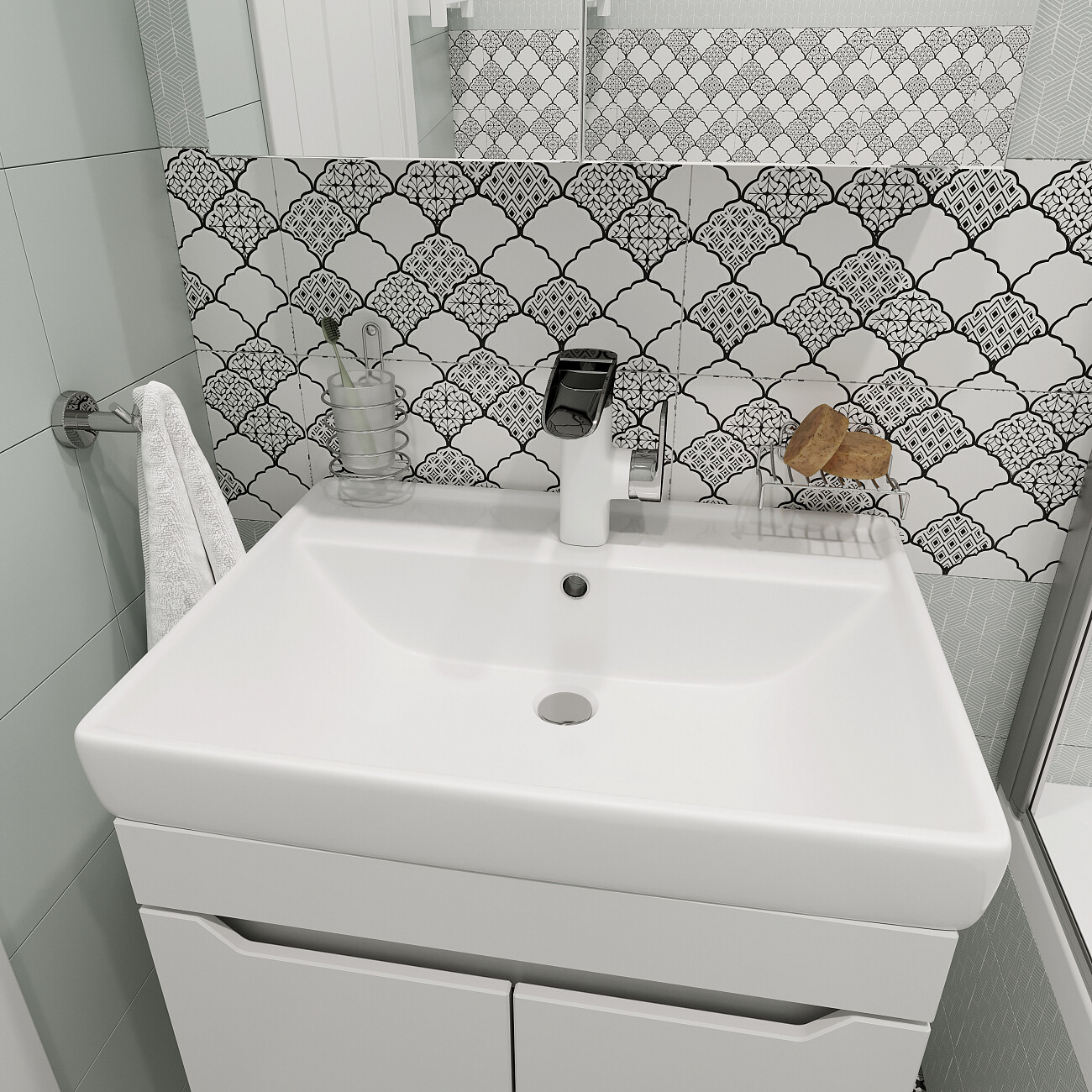 Мебельная раковина белая Diwo "Енисей 60" - изображение 5