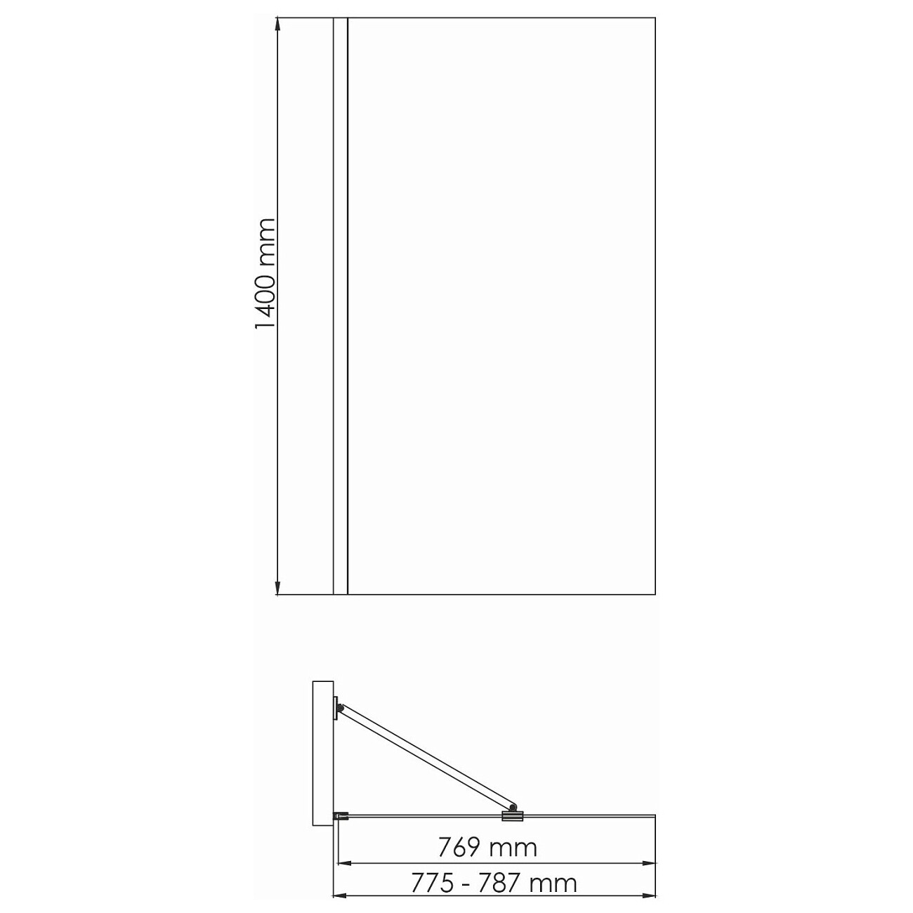 Шторка на ванну стеклянная 140х80 см прозрачная, золото Wasserkraft Aisch 55P01-80 Fixed - изображение 4