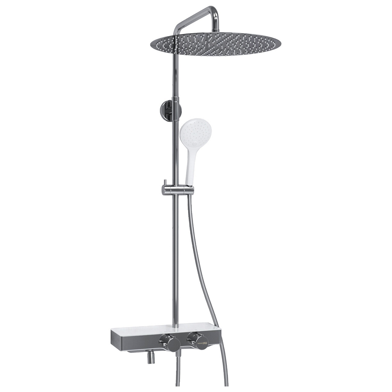 Душевой комплект с верхним душем и лейкой хром, белый Wasserkraft A113.117.155.CH Thermo - изображение 3