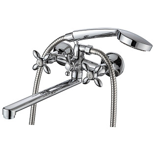 Смеситель для ванны двухвентильный с душевым гарнитуром хром Ammore A4588-F