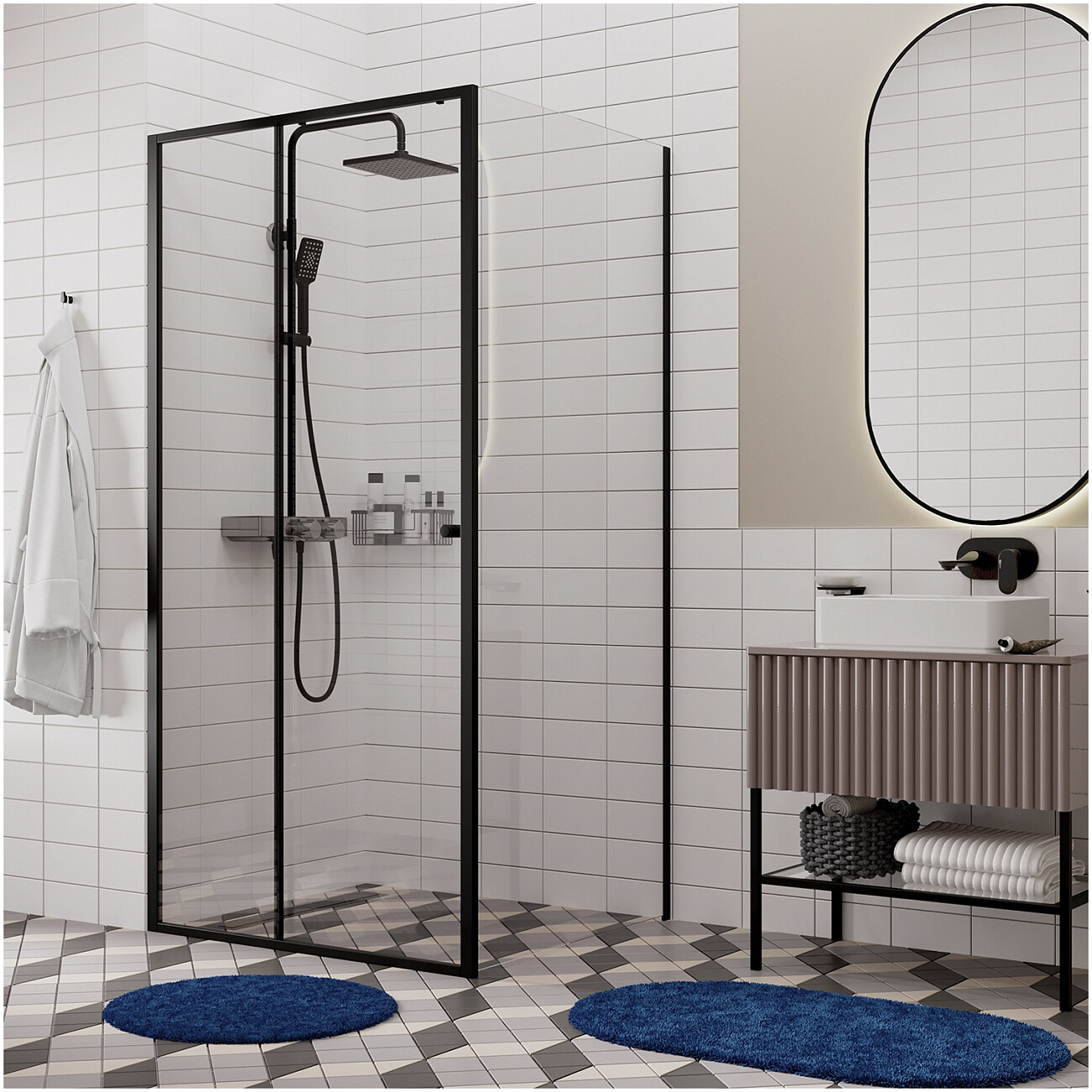 Душевой уголок квадратный 100х100 см черный Wasserkraft Dill 61S19 - изображение 3