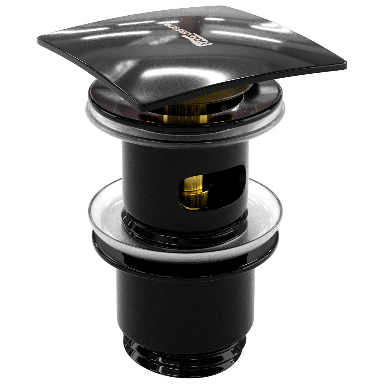 Донный клапан для раковины клик-клак круглый черный глянец Wasserkraft A166 - изображение 2