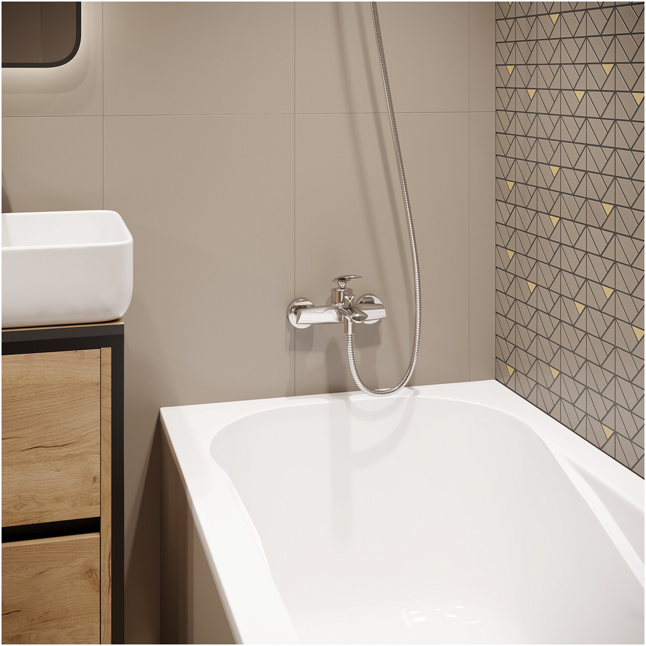 Смеситель для ванны с душем настенный хром Stworki "Гётеборг" S03100CR - изображение 6