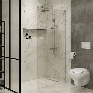 Душевая перегородка стеклянная 120х200 см хром Artemis Akabe 570 6.940.006.0570.120.10.88