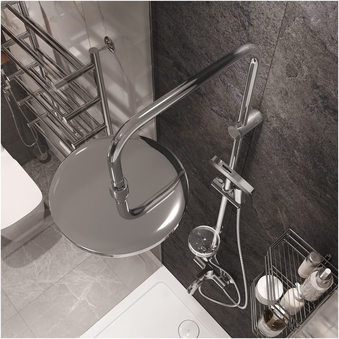 Душевая стойка с верхним душем хром Stworki "Хальмстад" S15180CR - изображение 8