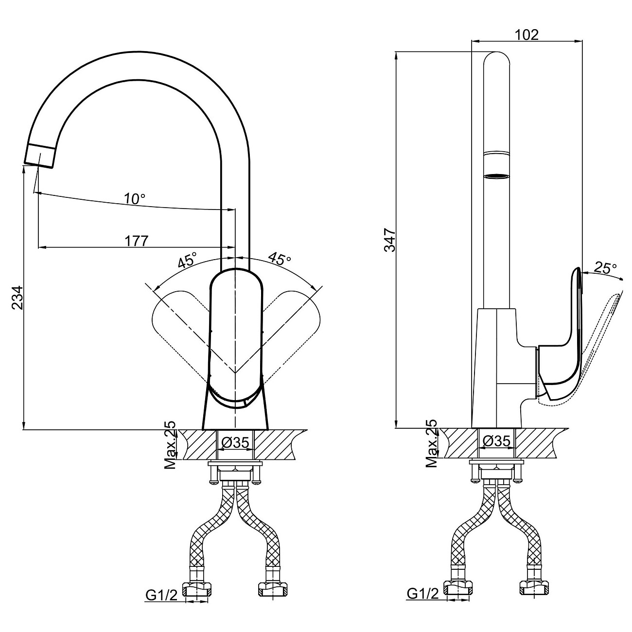 Смеситель для кухни латунный хром D&K Venice Gondola DA1022401 - изображение 2
