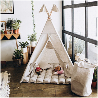 Вигвам из льна с окном,карманом и флажками