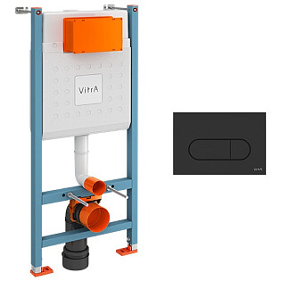 Инсталляция для унитаза и панель смыва черная матовая Vitra V-Fix Core Root R 800-1874