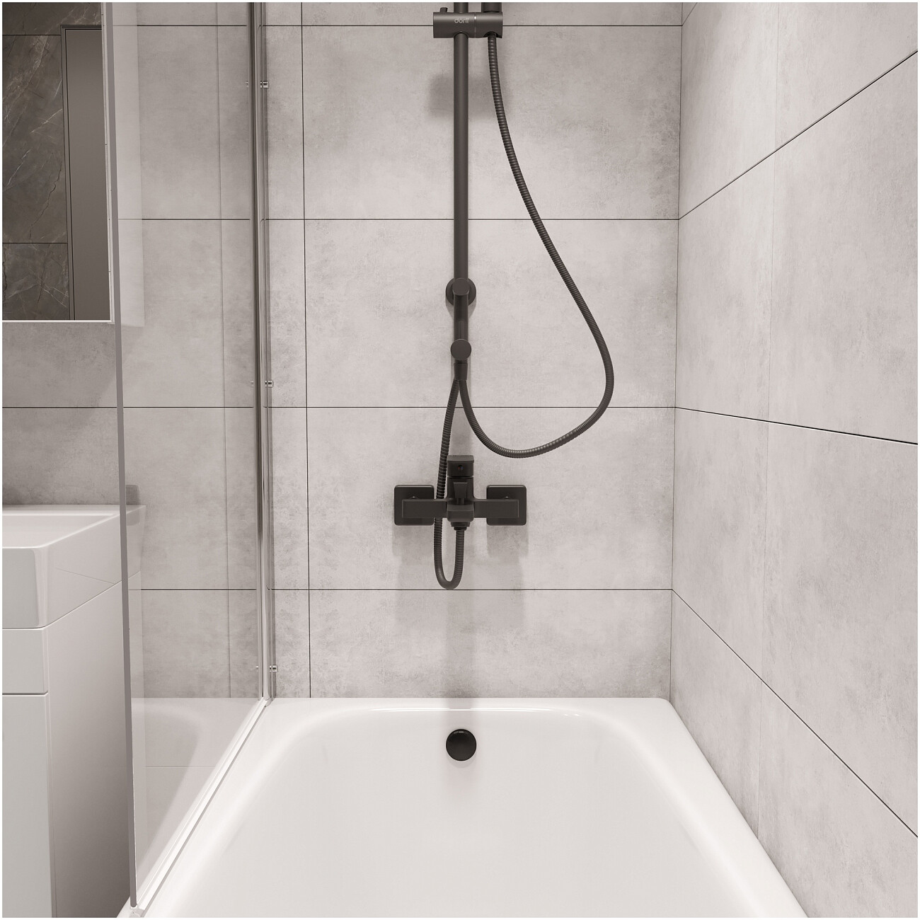 Смеситель для ванны с душем настенный черный Stworki "Мосс" S43100BK - изображение 6