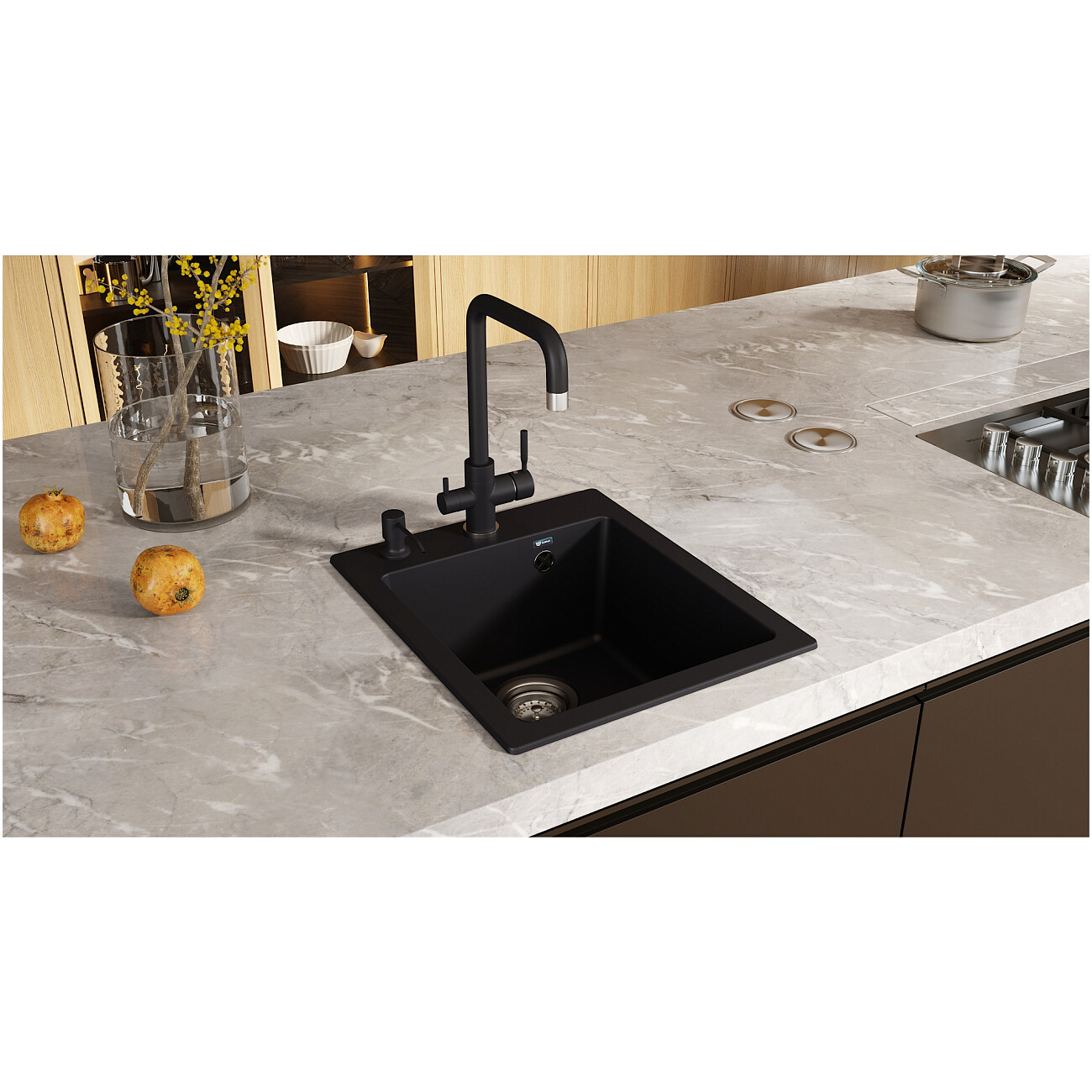 Мойка кухонная из искусственного мрамора прямоугольная белая Ulgran U-104-331 - изображение 3