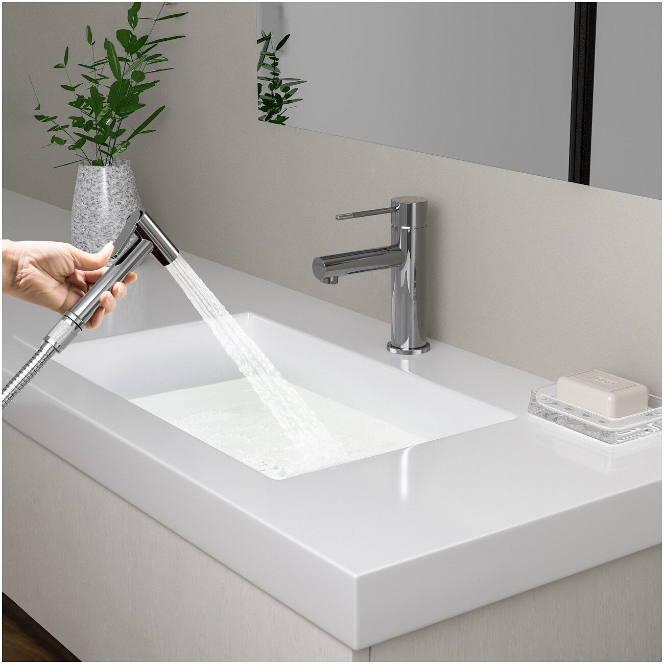 Гигиенический душ со смесителем для раковины хром Timo Saona 2360-00G - изображение 3