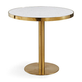 Кофейный столик с белой мраморной столешницей 80 см золото