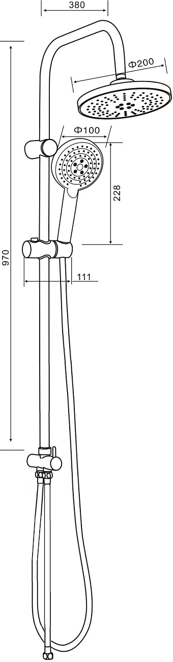 Душевая стойка с верхним душем и и держателем хром Stworki "Ставангер" SV-03cr - изображение 2