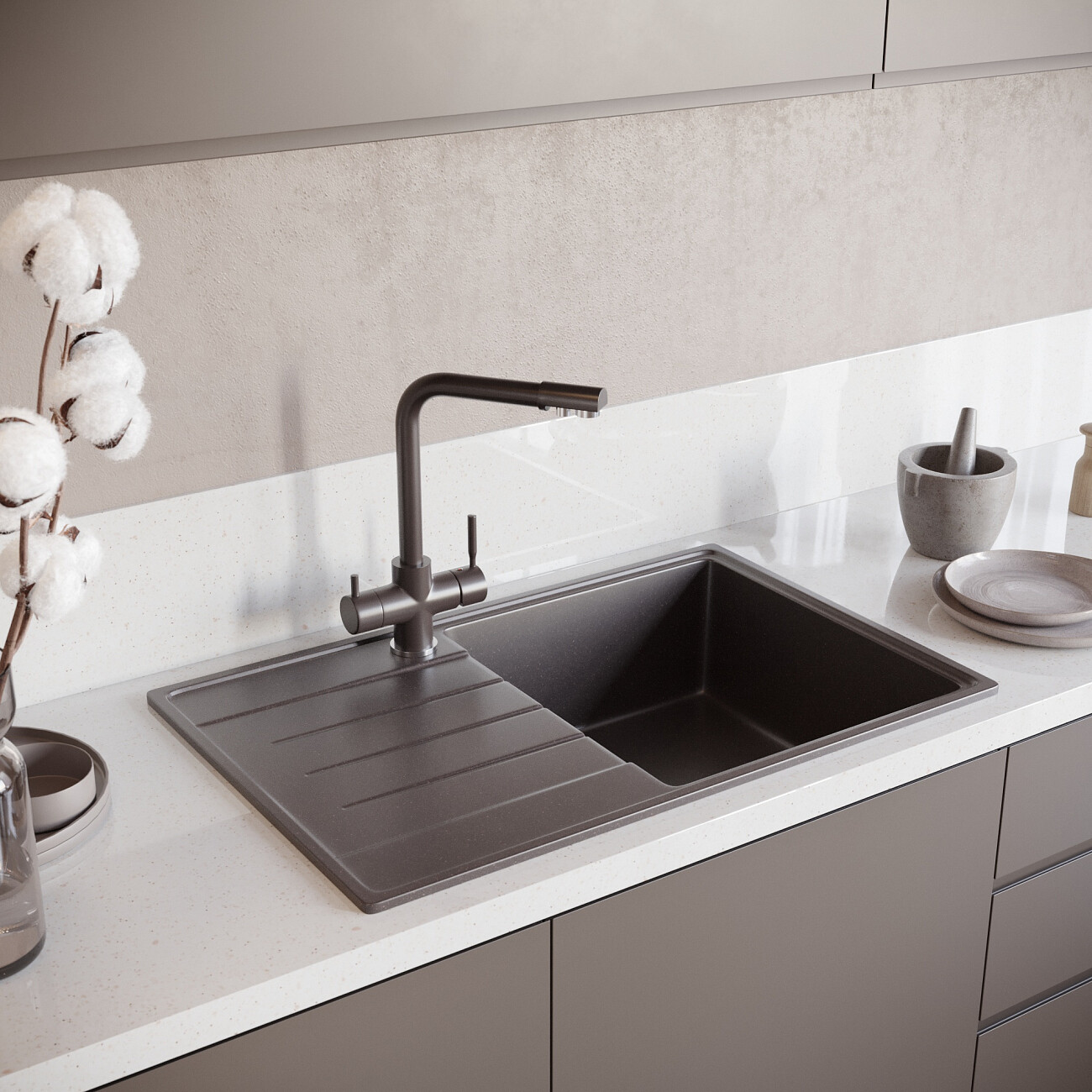 Смеситель для кухни с изливом для фильтрованной воды трюфель Domaci "Солерно" UQ-016-06 - изображение 7