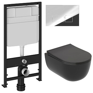 Унитаз Ceramicanova Modena Rimless CN6063MB с инсталляцией Ewrika ProLT 0026-2020