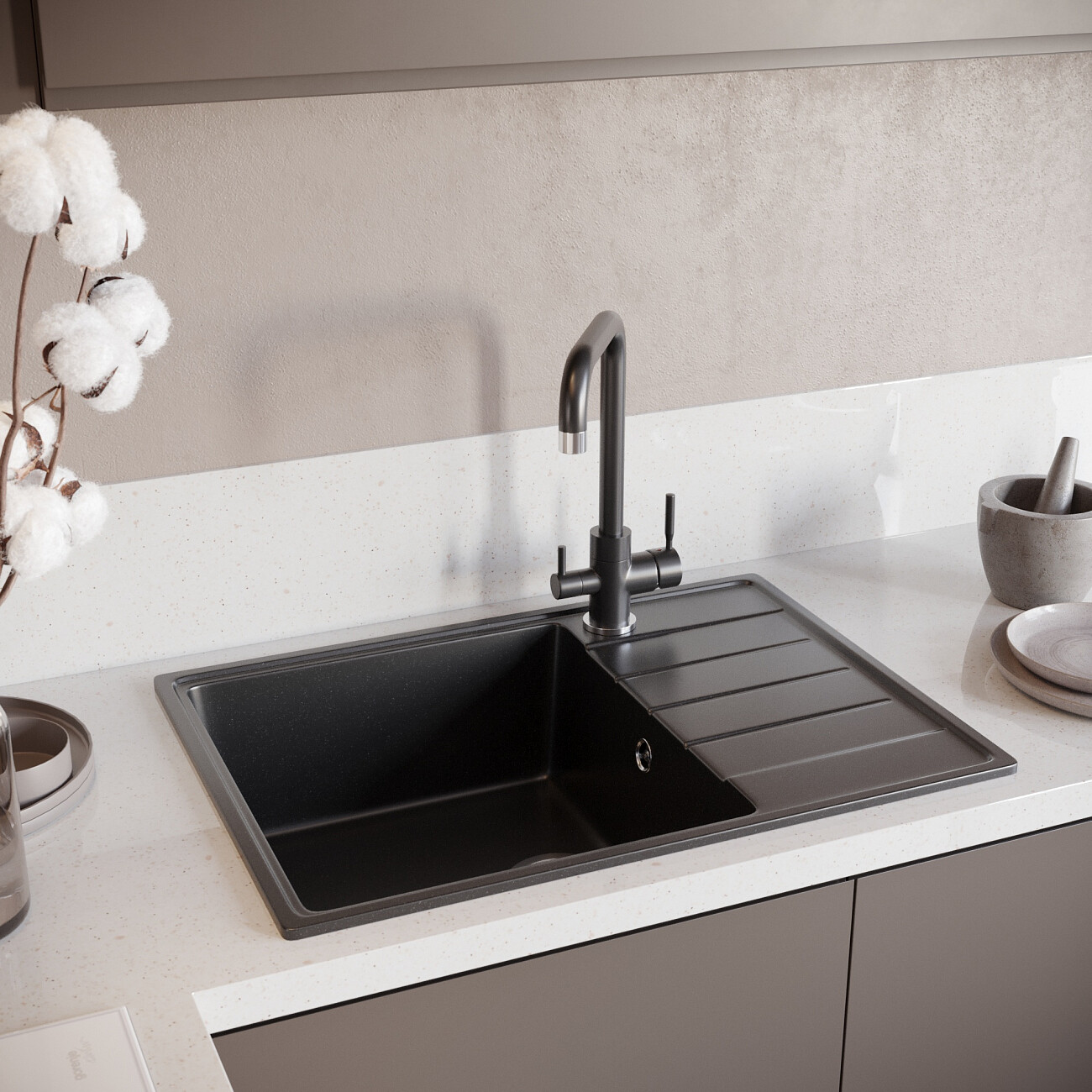 Мойка кухонная уголь Domaci "Солерно" DP 700-07 - изображение 5