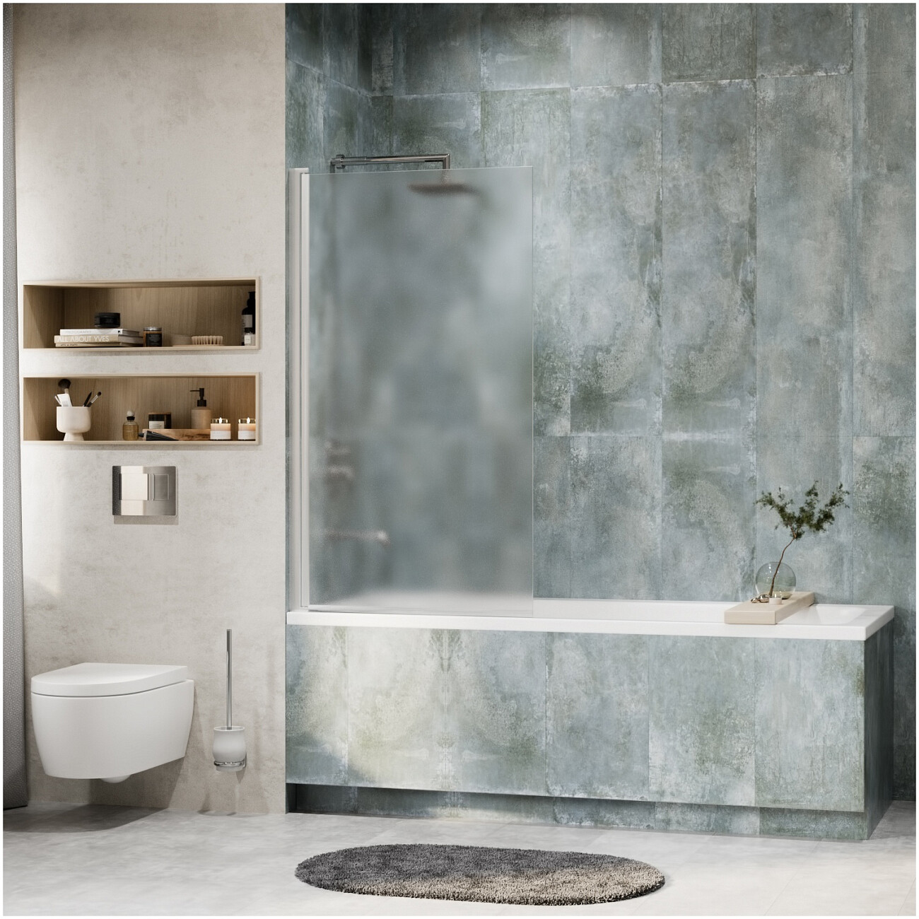 Шторка на ванну стеклянная 140х80 см прозрачная, хром Wasserkraft Berkel 48P01-80LM - изображение 3