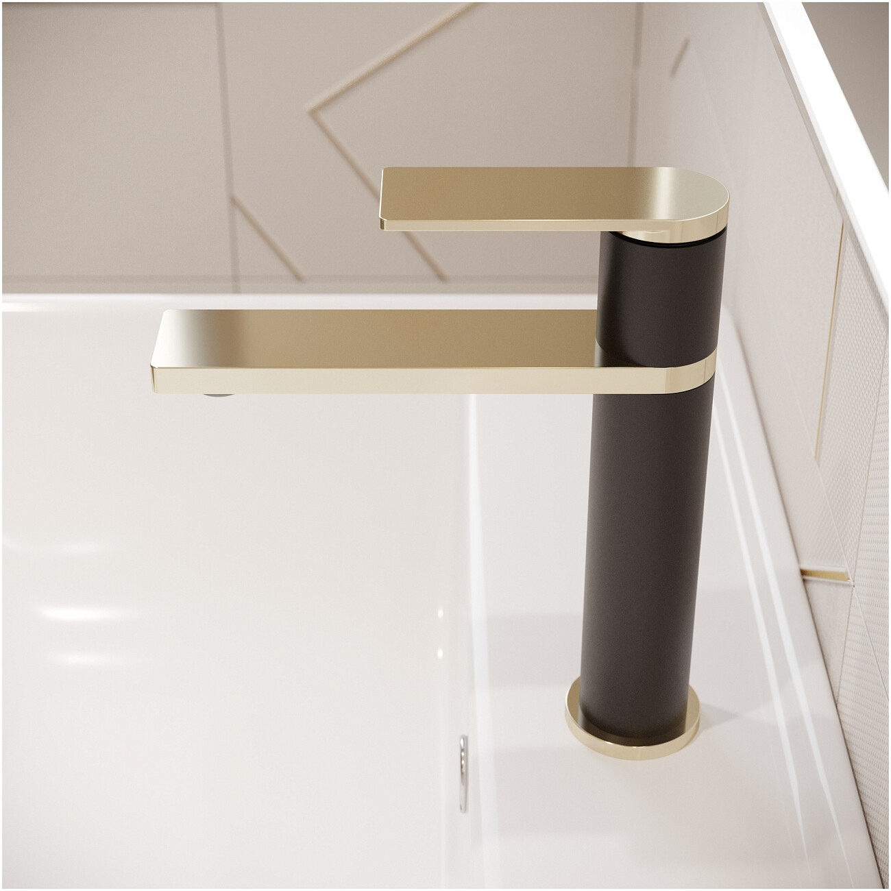 Смеситель для раковины однорычажный черный, золотой Stworki "Олланд" S01010BG - изображение 7