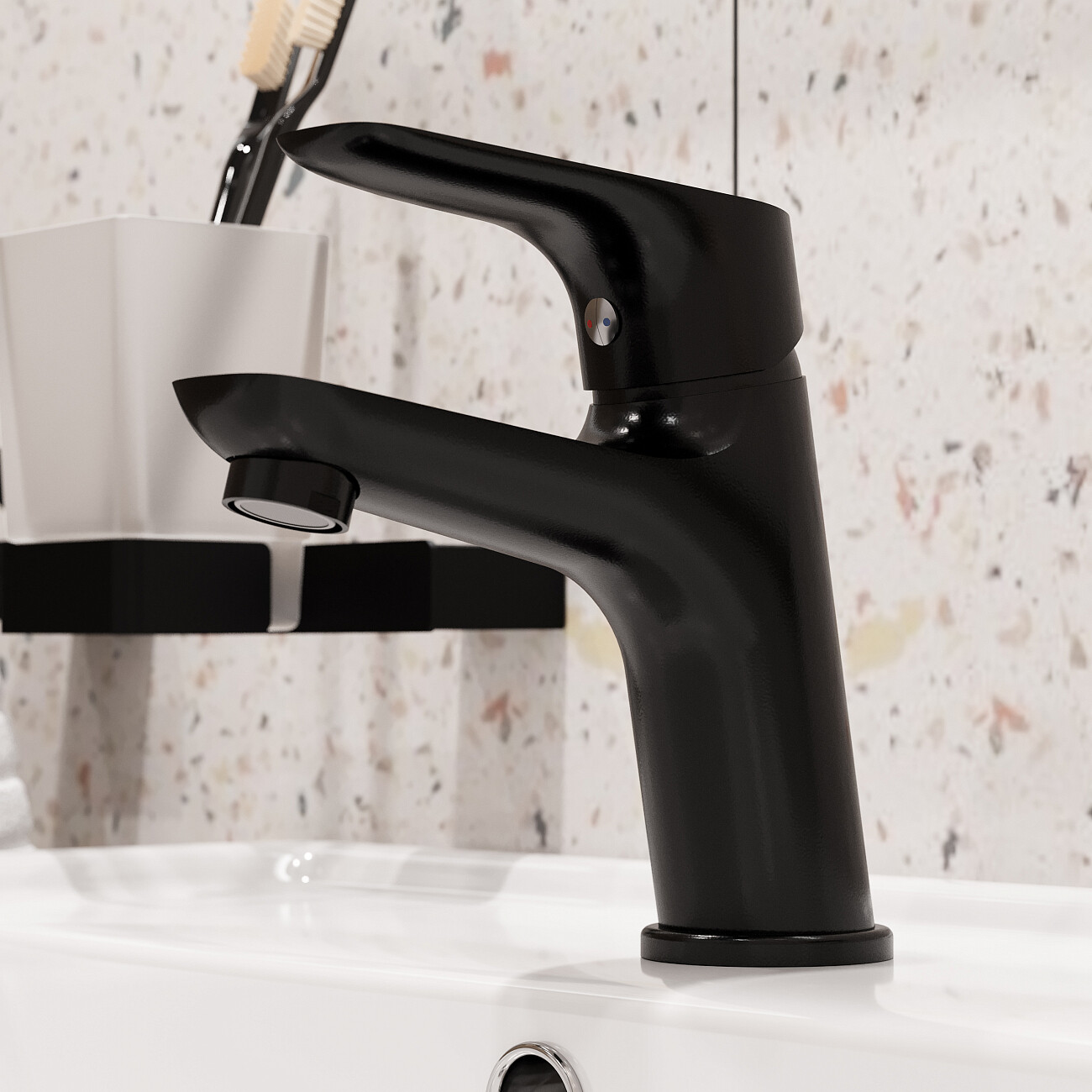 Смеситель для раковины однорычажный черный Stworki "Малвик" HFMA21300 - изображение 7