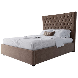 Кровать подростковая с каретной стяжкой 140х200 серо-коричневая QuickSand