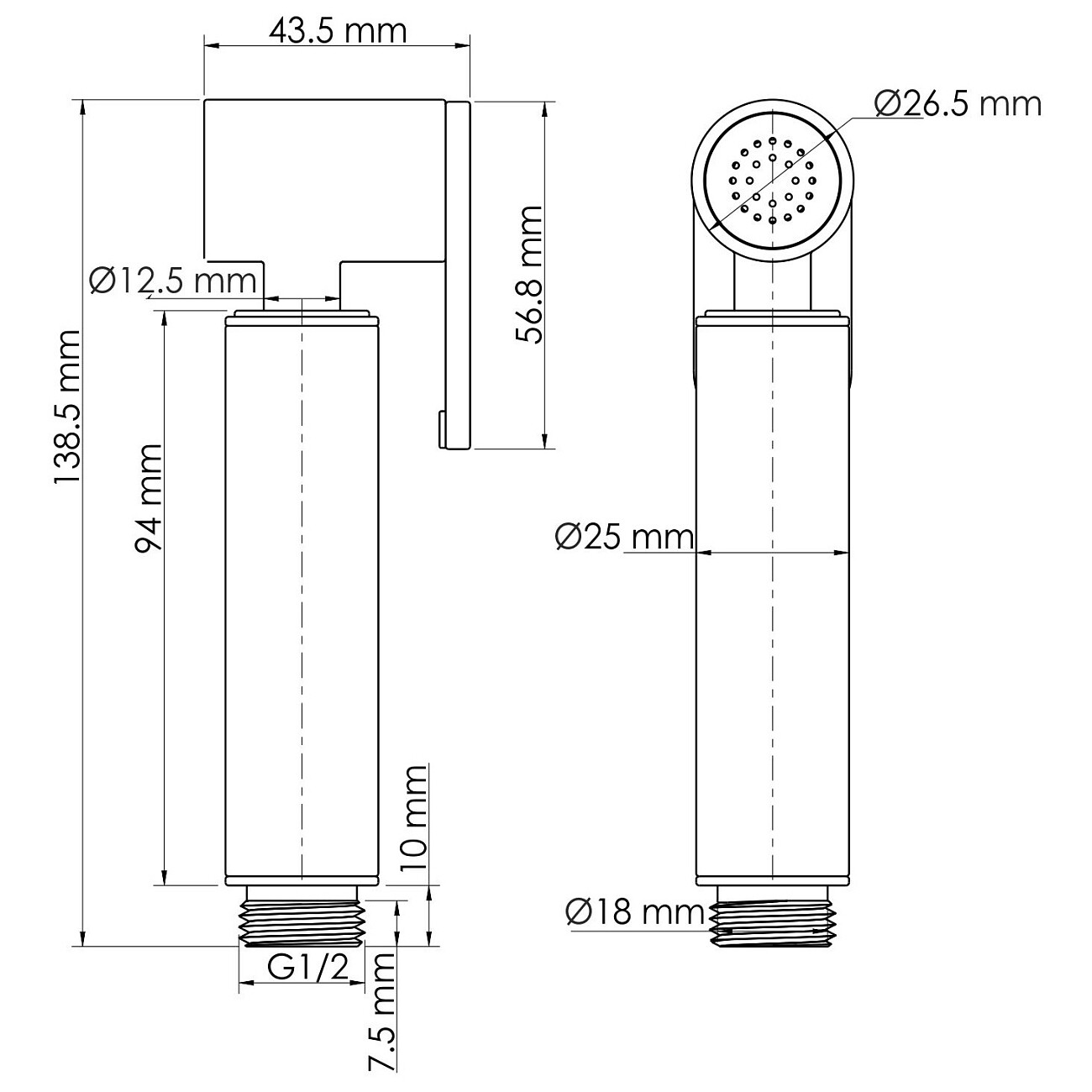 Лейка для гигиенического душа круглая с настенным держателем белая Wasserkraft A232 - изображение 3