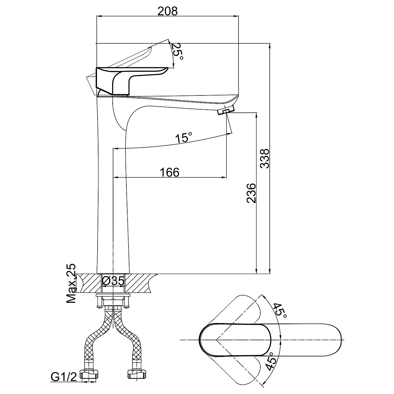 Смеситель для раковины однорычажный хром D&K Venice Baciano DA1032001 - изображение 2