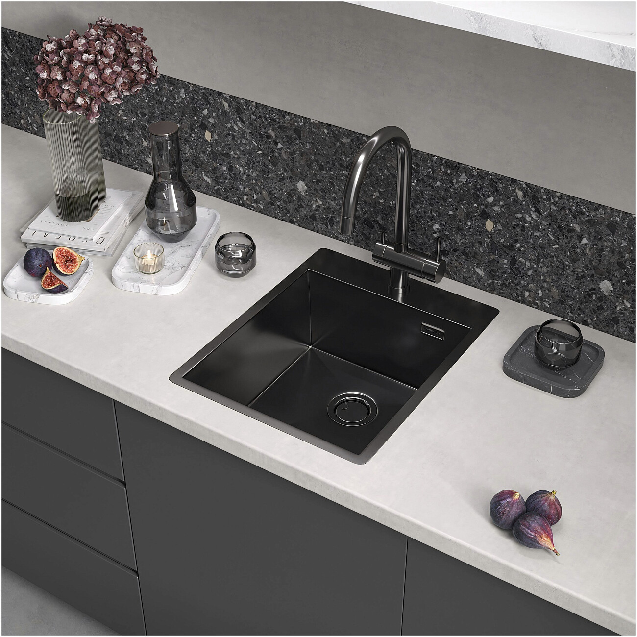 Кухонная мойка из нержавеющей стали 50х40 см оружейная сталь Reflexion Iseo RX2240BL - изображение 6