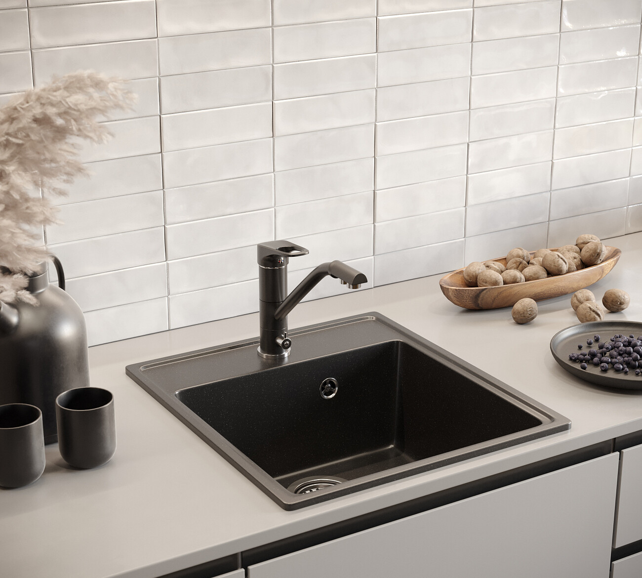 Мойка кухонная уголь Domaci "Солерно" DF 460-07 - изображение 6