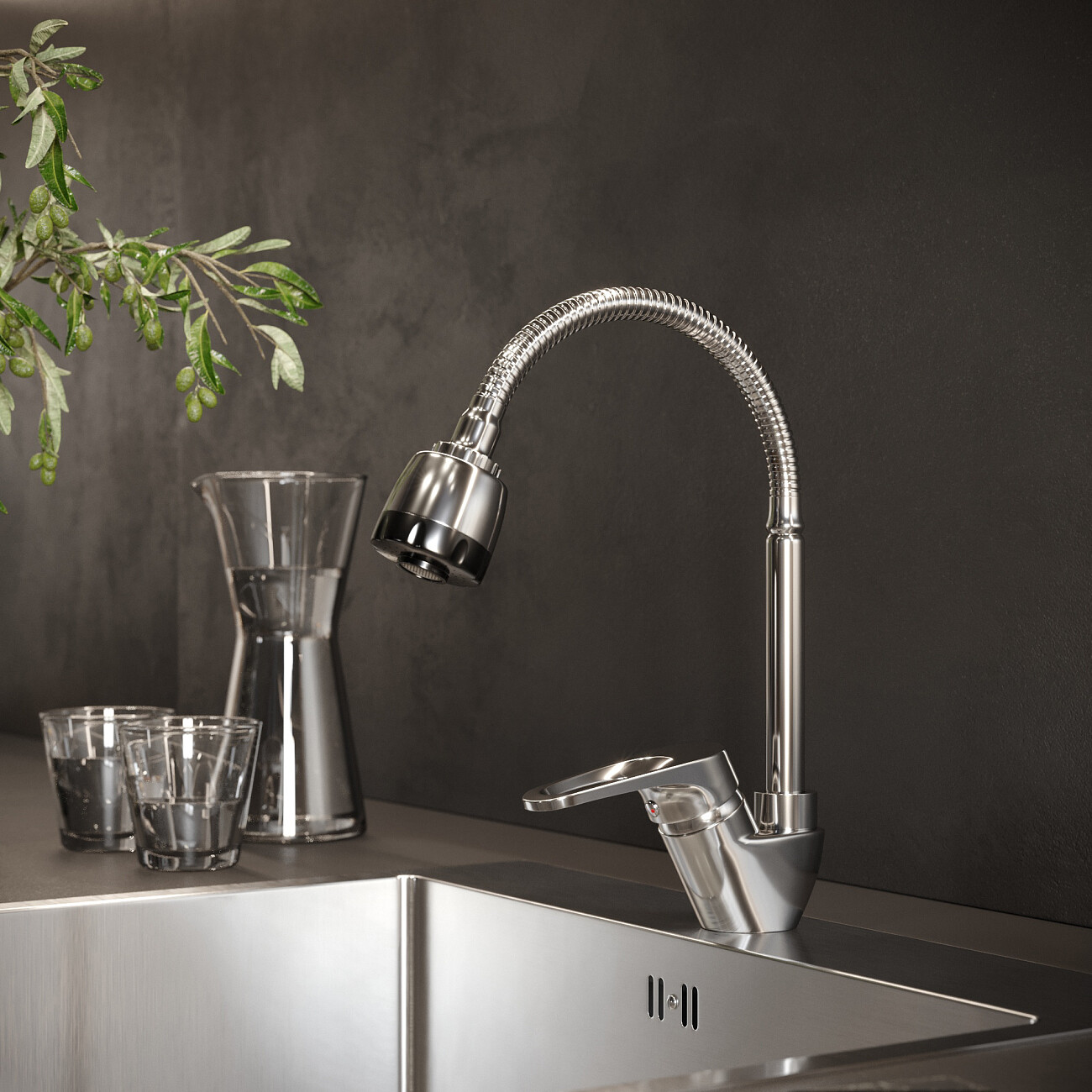 Смеситель для кухни с гибким изливом хром Domaci "Равенна" D11-004cr - изображение 8