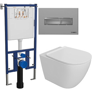 Унитаз подвесной Stworki &quot;Готланд&quot; S13401WH с инсталляцией Diwo 4501, с кнопкой смыва хром 7321