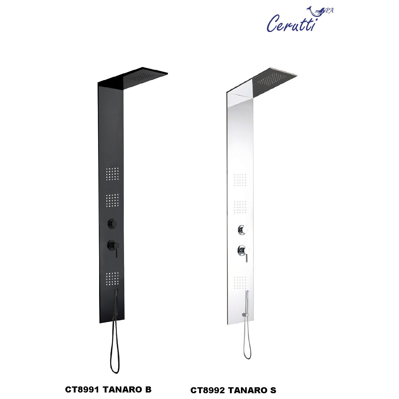 Душевая панель с гидромассажем 142х22 см черная глянцевая Cerutti SPA Tanaro B CT899191 - изображение 3