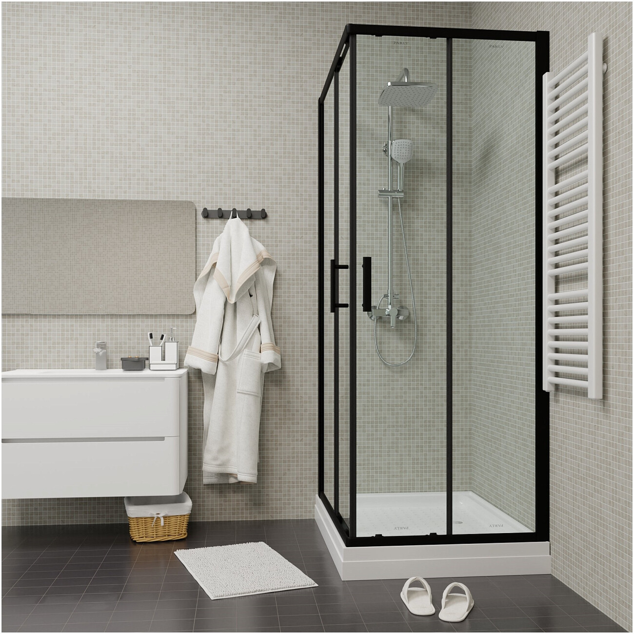 Душевой уголок прямоугольный с низким поддоном 80х120 см черный Parly ZQ121B-S - изображение 5