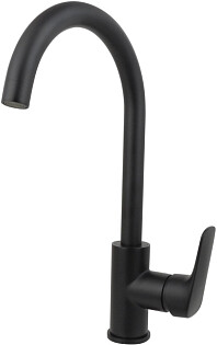 Смеситель для кухни с полукруглым изливом матовый черный Aquatek &quot;Вега&quot; AQ1082MB