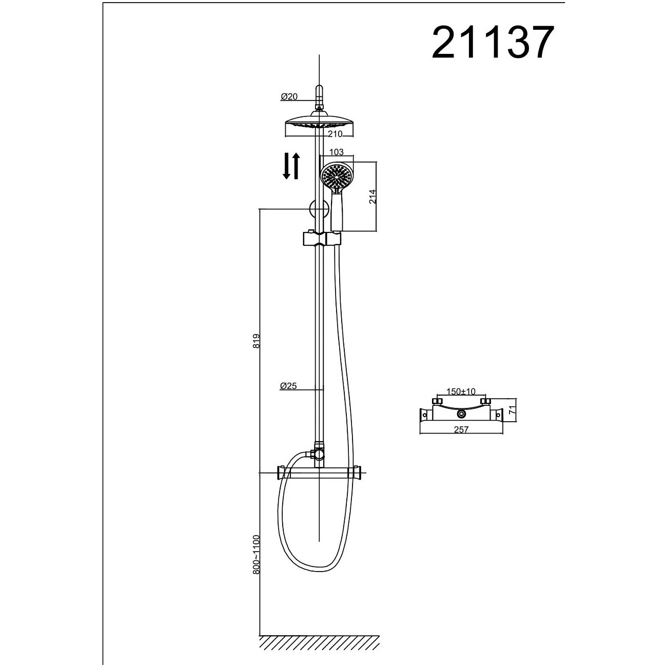 Душевой комплект с термостатом хром D&K Bayern Potsdam DA2113701B09 - изображение 2