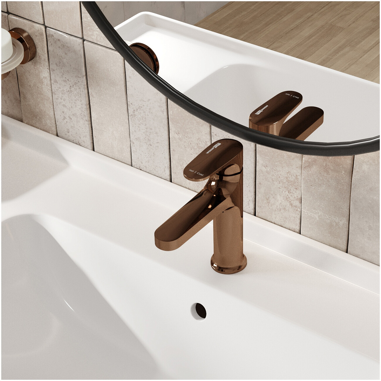 Смеситель для раковины из латуни розовое золото Wasserkraft 7703 - изображение 3