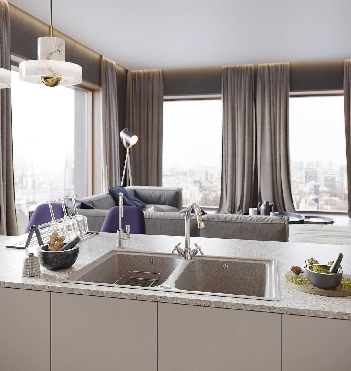 Мойка кухонная серая Domaci "Бьелла" DMC-15-310 - изображение 4