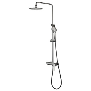 Душевая стойка с верхним душем и смесителем графит Lemark Bronx LM3760GM