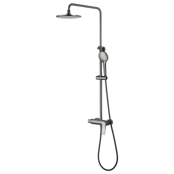 Душевая стойка с верхним душем и смесителем графит Lemark Bronx LM3760GM - изображение 1