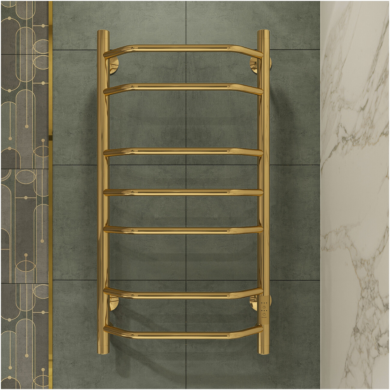 Полотенцесушитель электрический 80x40 см золотой Ewrika "Сафо" БР3 СафоБР380х40золE - изображение 4