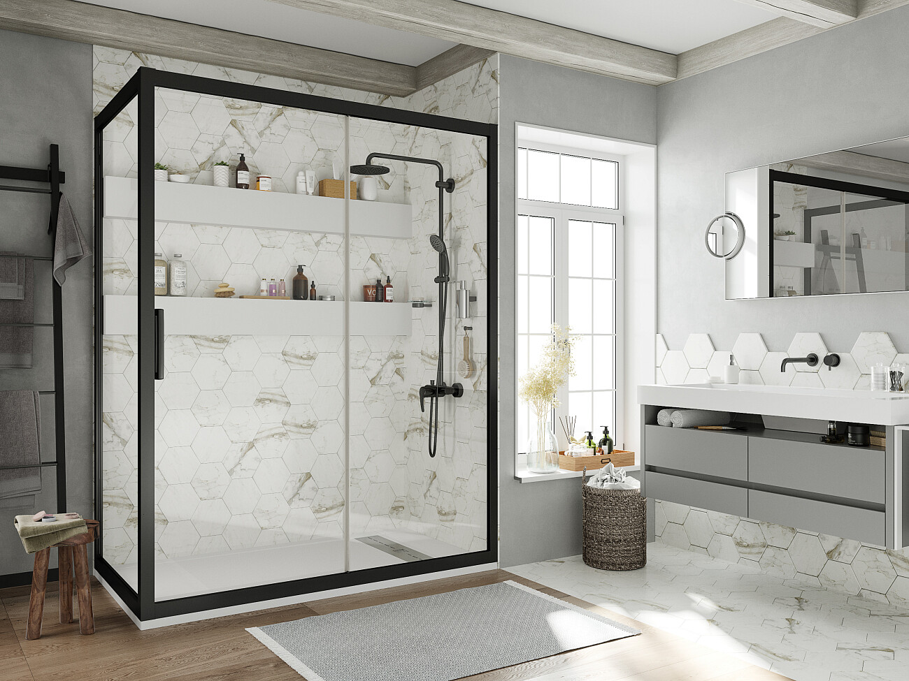 Душевой уголок прямоугольный 90х160 см черный Stworki "Эстерсунд" 3GW182TTKK000 - изображение 5