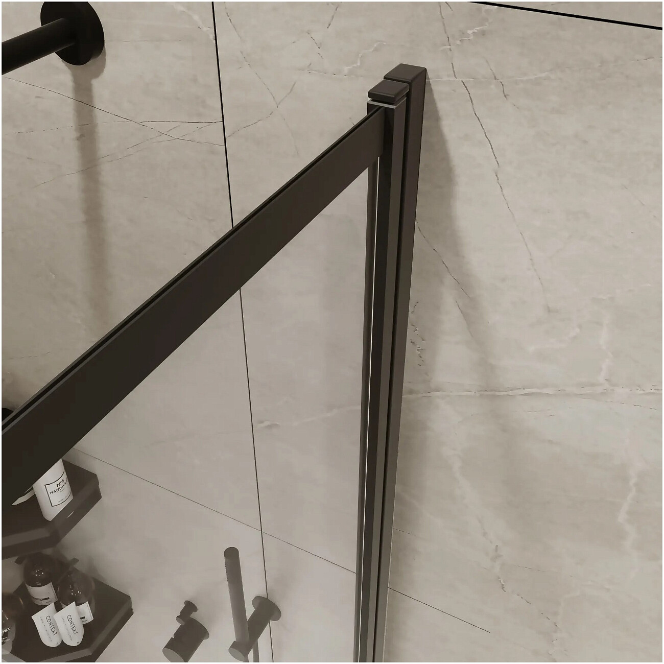 Душевая штора на ванну стеклянная 90х150 см черная Reflection Slider RX15090CBL-21 - изображение 2