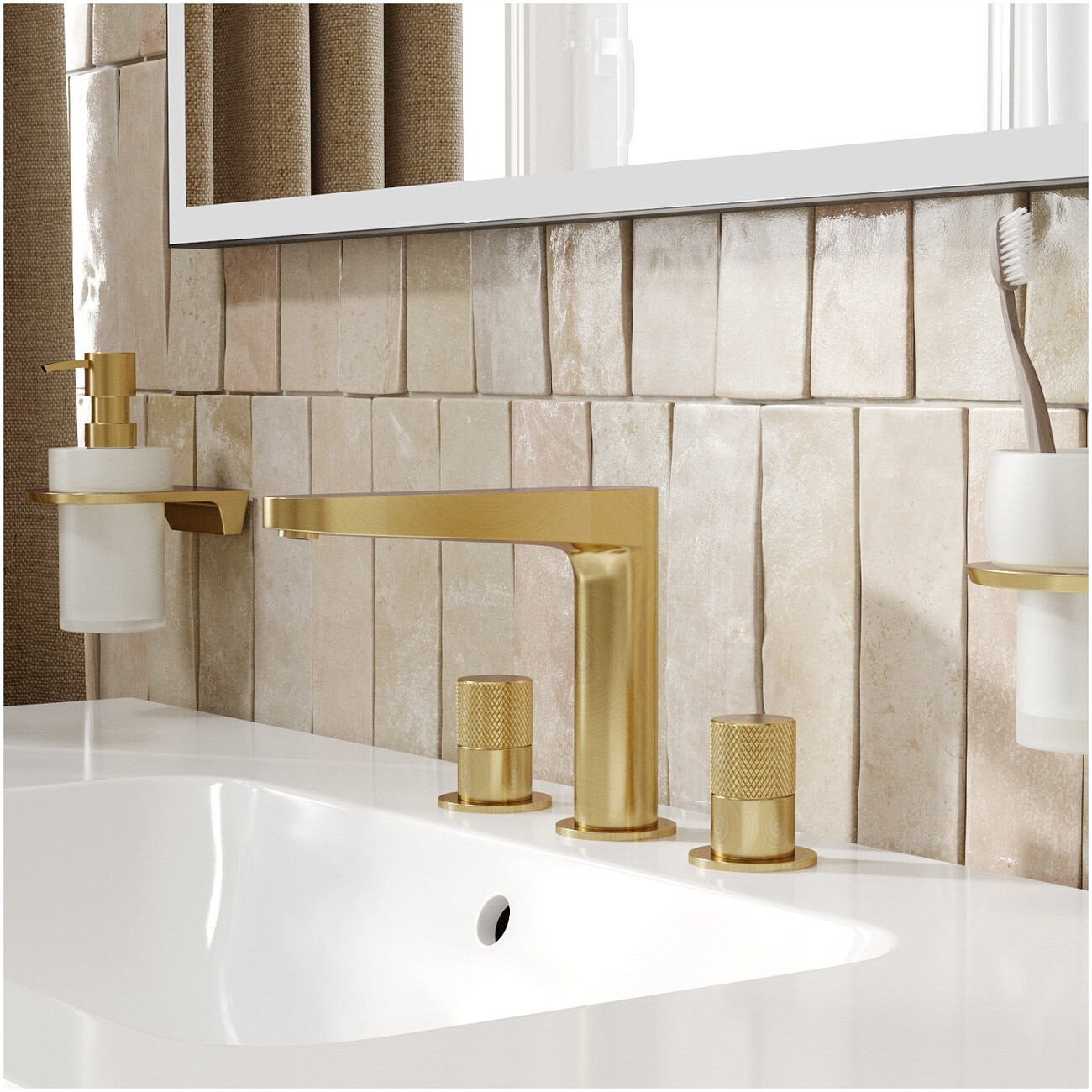 Смеситель для раковины встраиваемый из латуни золотой Wasserkraft 8235 - изображение 4