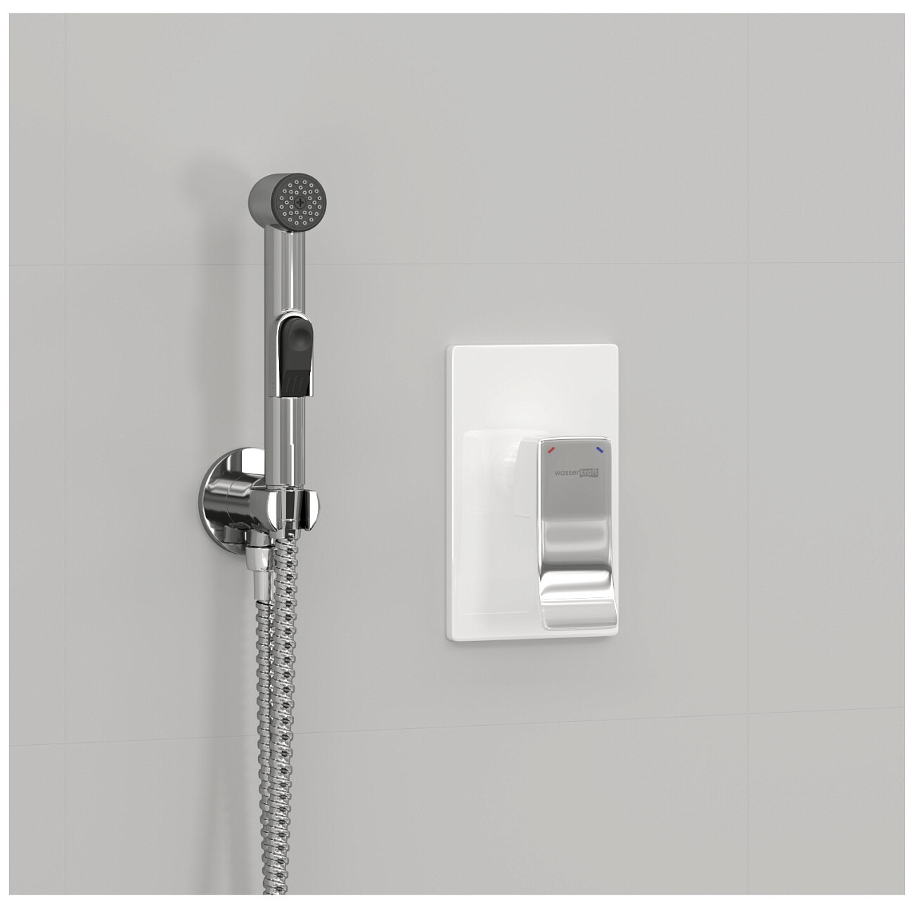 Гигиенический душ с встраиваемым смесителем хром, белый Wasserkraft A010657WHITE - изображение 2