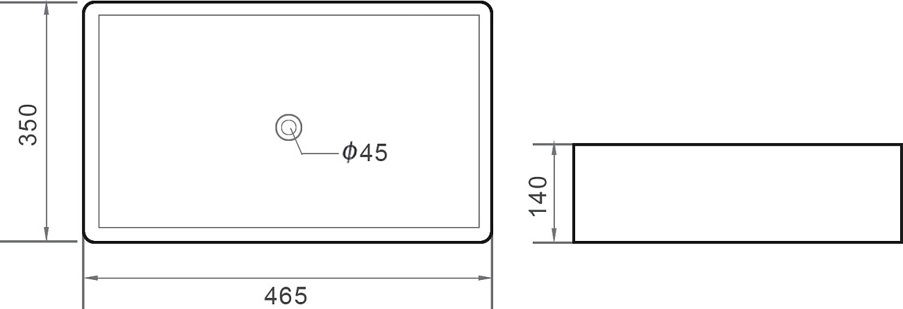 Раковина накладная фарфоровая прямоугольная 35х47 см черная Stworki "Карлстад" KS-02RN - изображение 2