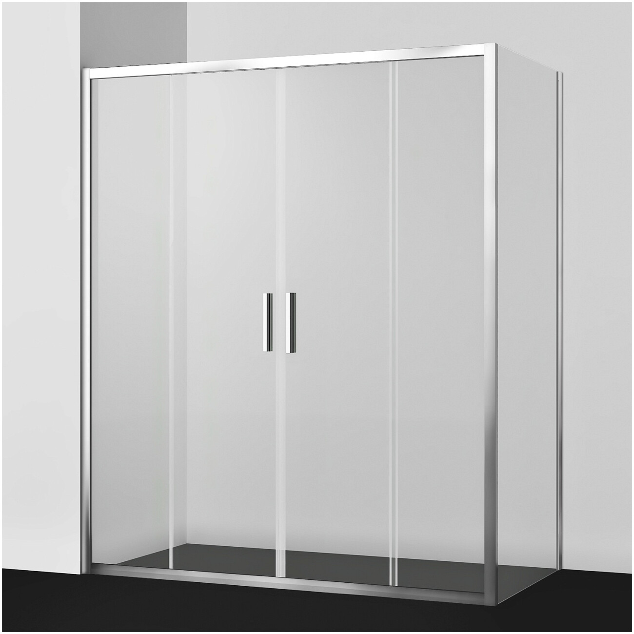 Душевой уголок стеклянный 80х170 см серебро Lippe Wasserkraft 45S53 SET2913 - изображение 2